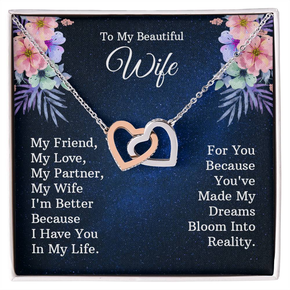 To My Wife - Interlocking Hearts Necklace